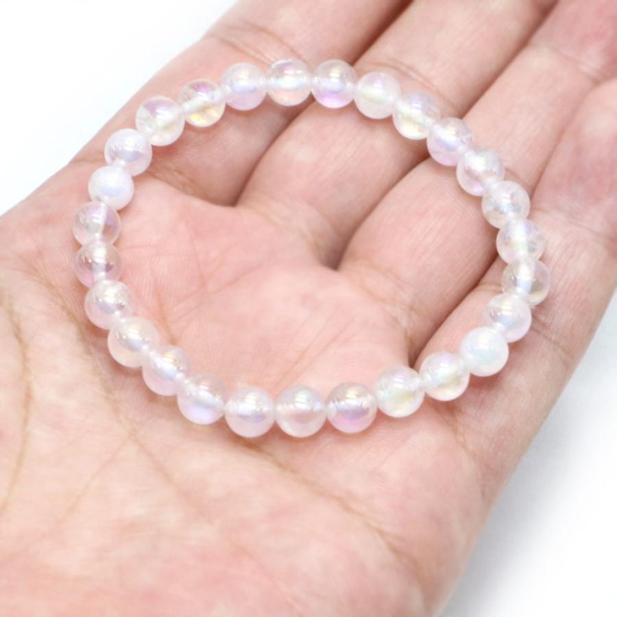 パワーストーン 天然石 ブレスレット ローズクォーツオーラ 丸玉 6mm 数珠 念珠 Bracelet お試し価格 |  | 04