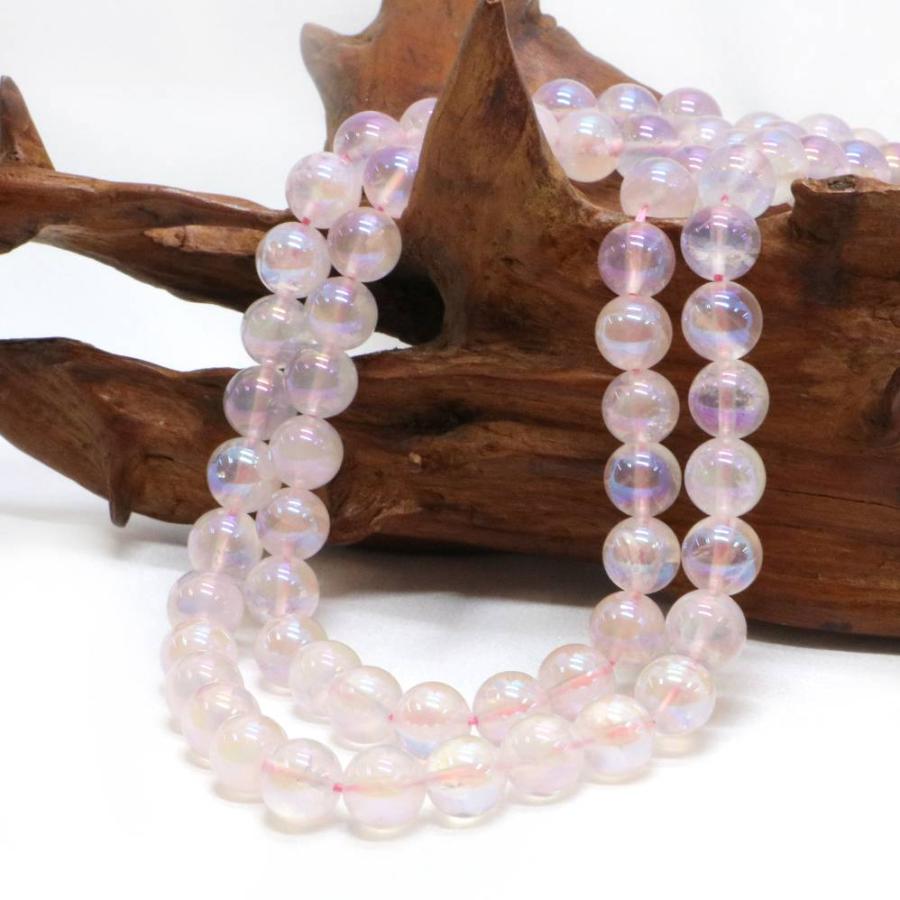 パワーストーン 天然石 ブレスレット ローズクォーツオーラ 丸玉 8mm 数珠 念珠 Bracelet お試し価格 |  | 11