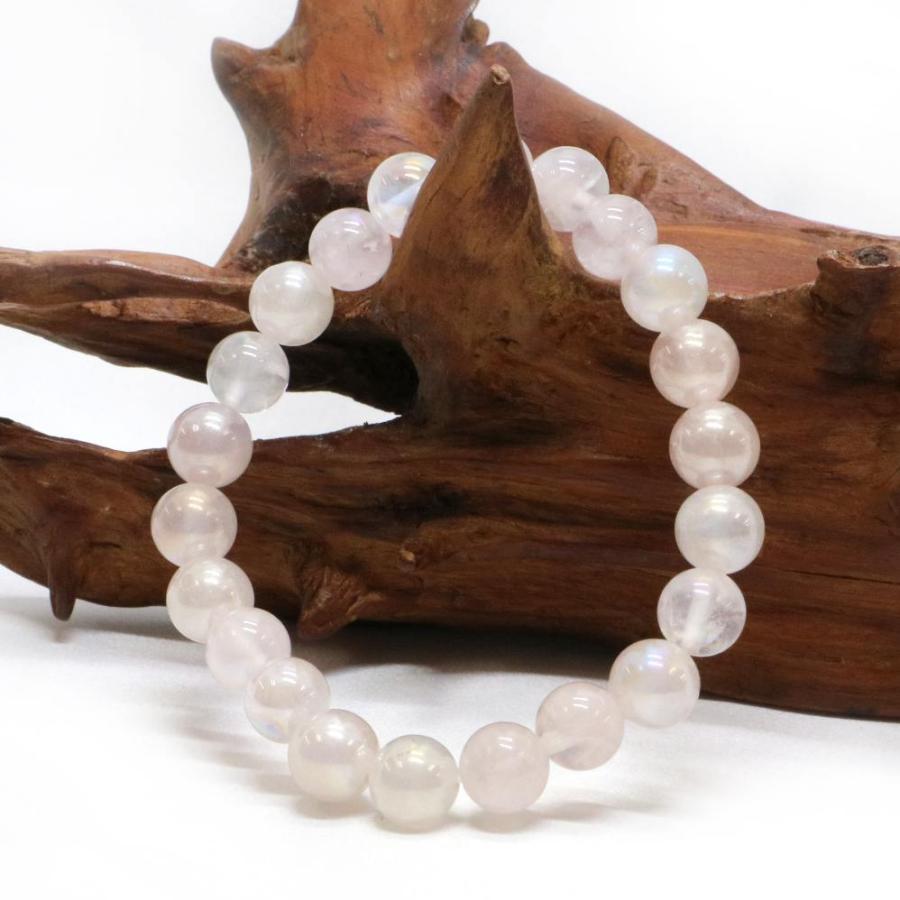パワーストーン 天然石 ブレスレット ローズクォーツオーラ 丸玉 8mm 数珠 念珠 Bracelet お試し価格 |  | 03