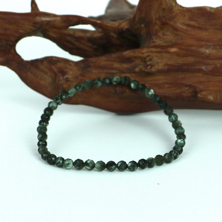 パワーストーン 天然石 ブレスレット セラフィナイト カット 4-5mm 数珠 念珠 Bracelet お試し価格 |  | 02