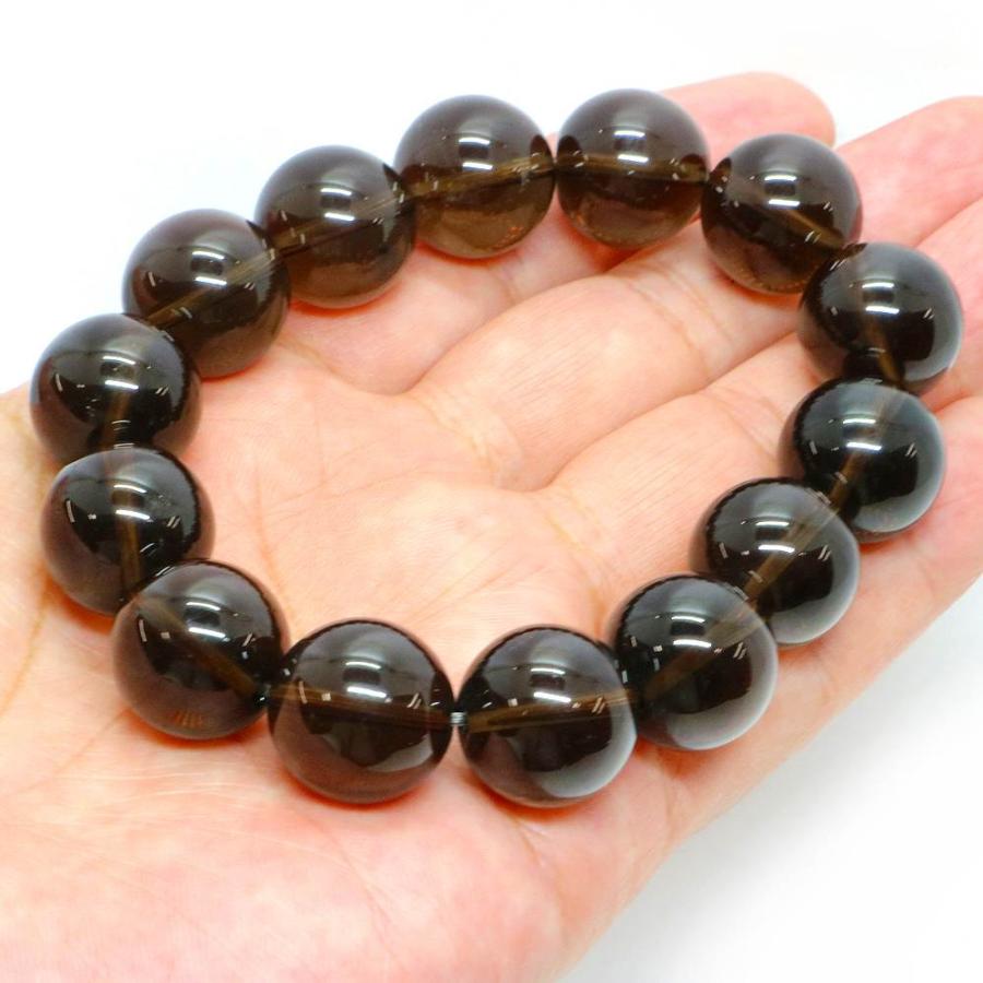 パワーストーン 天然石 ブレスレット スモーキークォーツ 丸玉 16mm