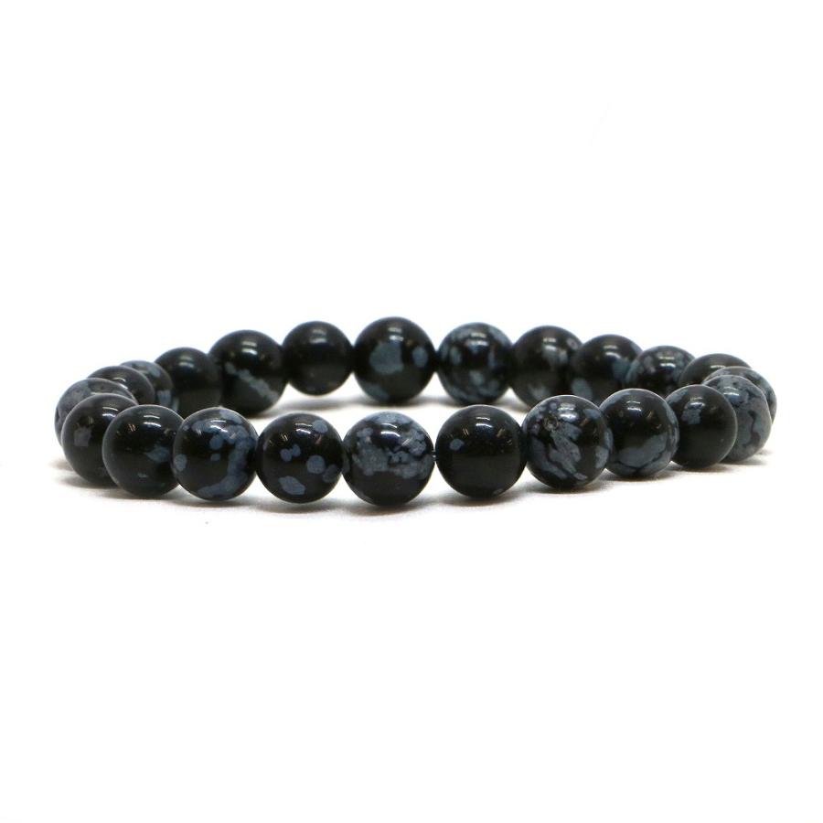パワーストーン 天然石 ブレスレット スノーフレークオブジディアン 丸玉 8mm 数珠 念珠 Bracelet お試し価格 | 