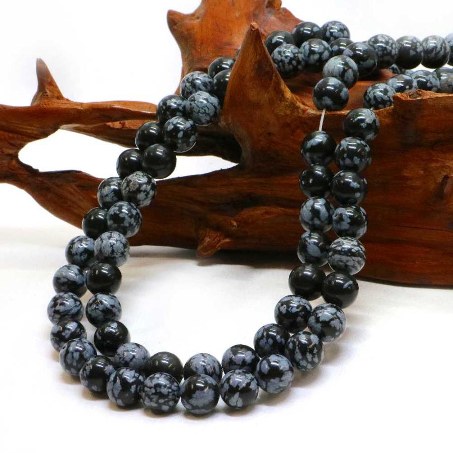 パワーストーン 天然石 ブレスレット スノーフレークオブジディアン 丸玉 8mm 数珠 念珠 Bracelet お試し価格 |  | 11