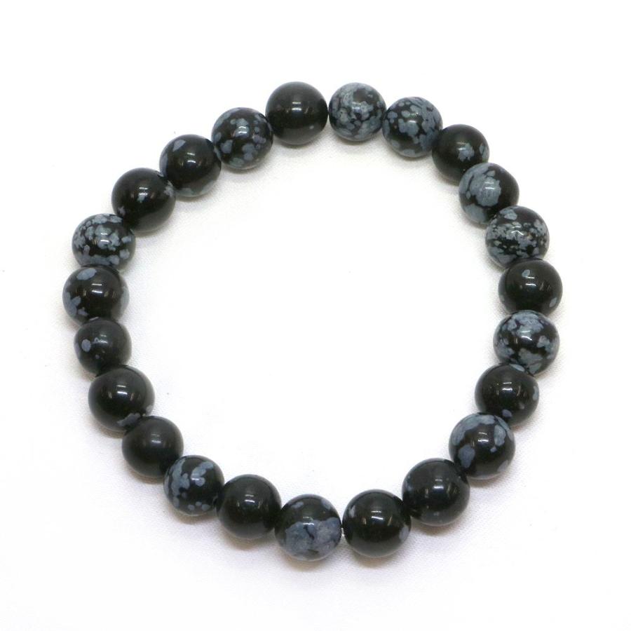 パワーストーン 天然石 ブレスレット スノーフレークオブジディアン 丸玉 8mm 数珠 念珠 Bracelet お試し価格 |  | 01