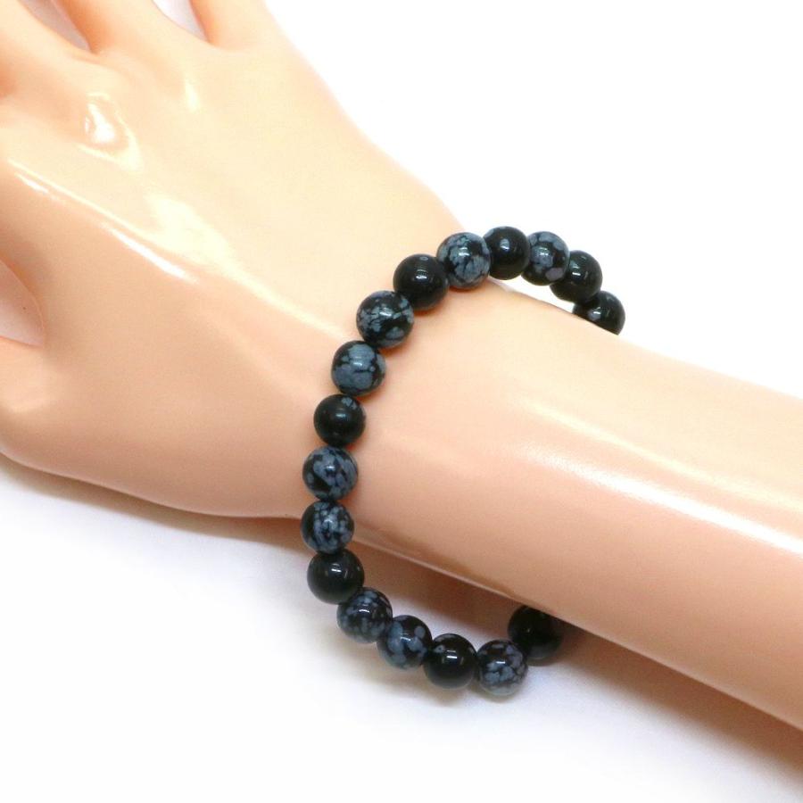 パワーストーン 天然石 ブレスレット スノーフレークオブジディアン 丸玉 8mm 数珠 念珠 Bracelet お試し価格 |  | 02