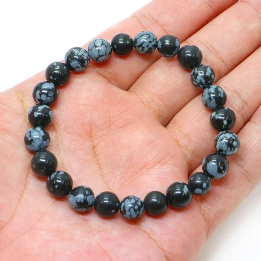 パワーストーン 天然石 ブレスレット スノーフレークオブジディアン 丸玉 8mm 数珠 念珠 Bracelet お試し価格 |  | 04