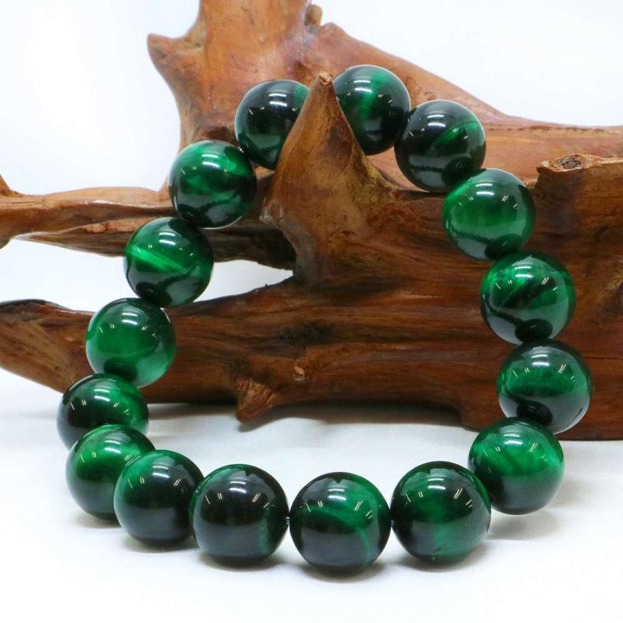 パワーストーン 天然石 ブレスレット グリーンタイガーアイ 丸玉 14mm 数珠 念珠 Bracelet お試し価格 |  | 03