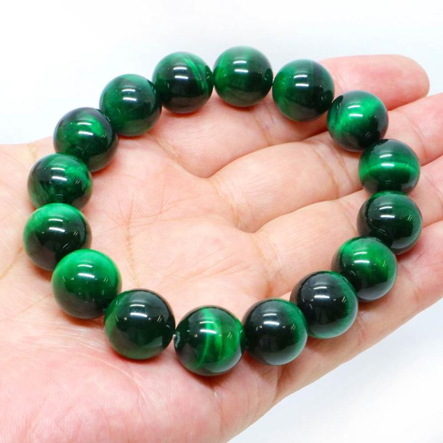 パワーストーン 天然石 ブレスレット グリーンタイガーアイ 丸玉 14mm 数珠 念珠 Bracelet お試し価格 |  | 04