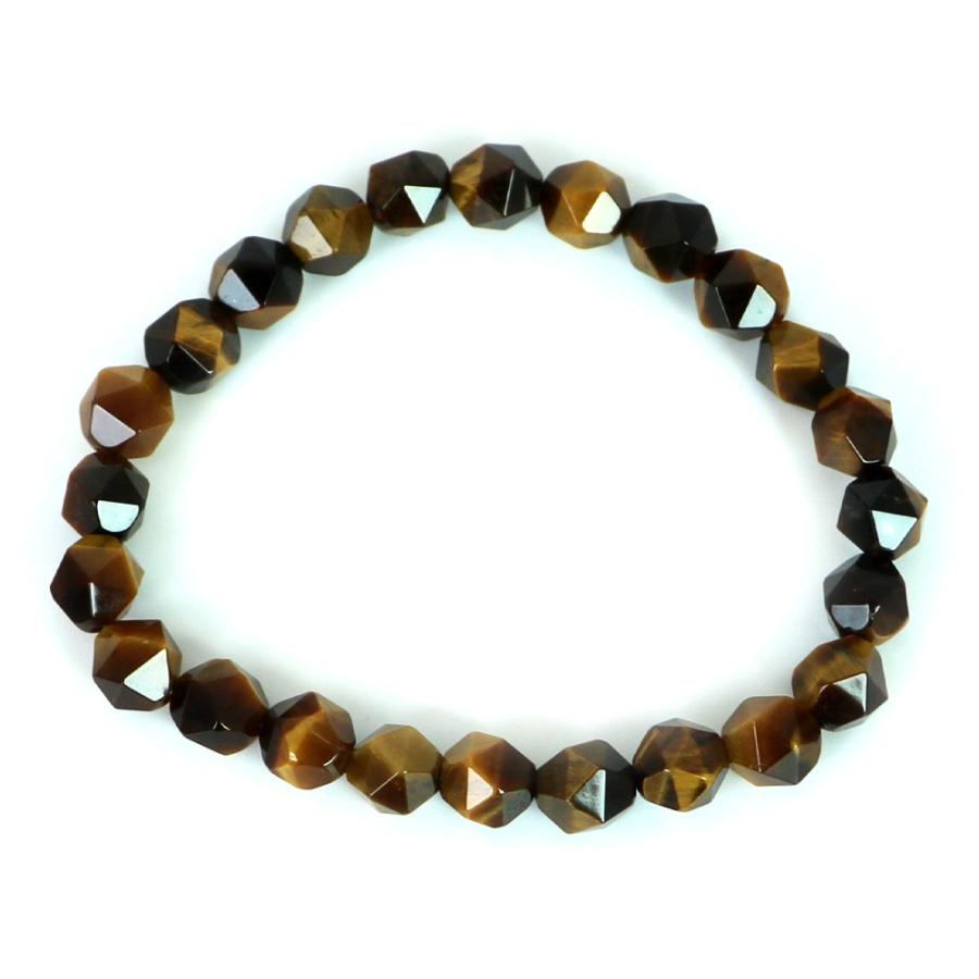 パワーストーン 天然石 ブレスレット タイガーアイ ダイヤカット 8mm 数珠 念珠 Bracelet お試し価格 |  | 01