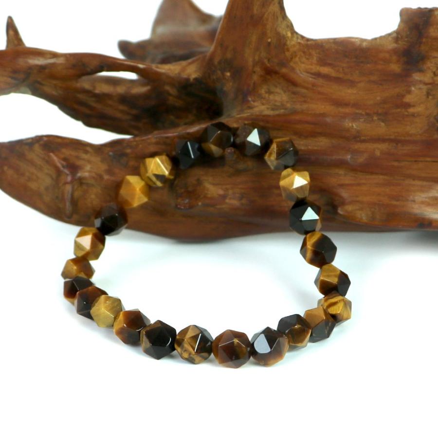 パワーストーン 天然石 ブレスレット タイガーアイ ダイヤカット 8mm 数珠 念珠 Bracelet お試し価格 |  | 03