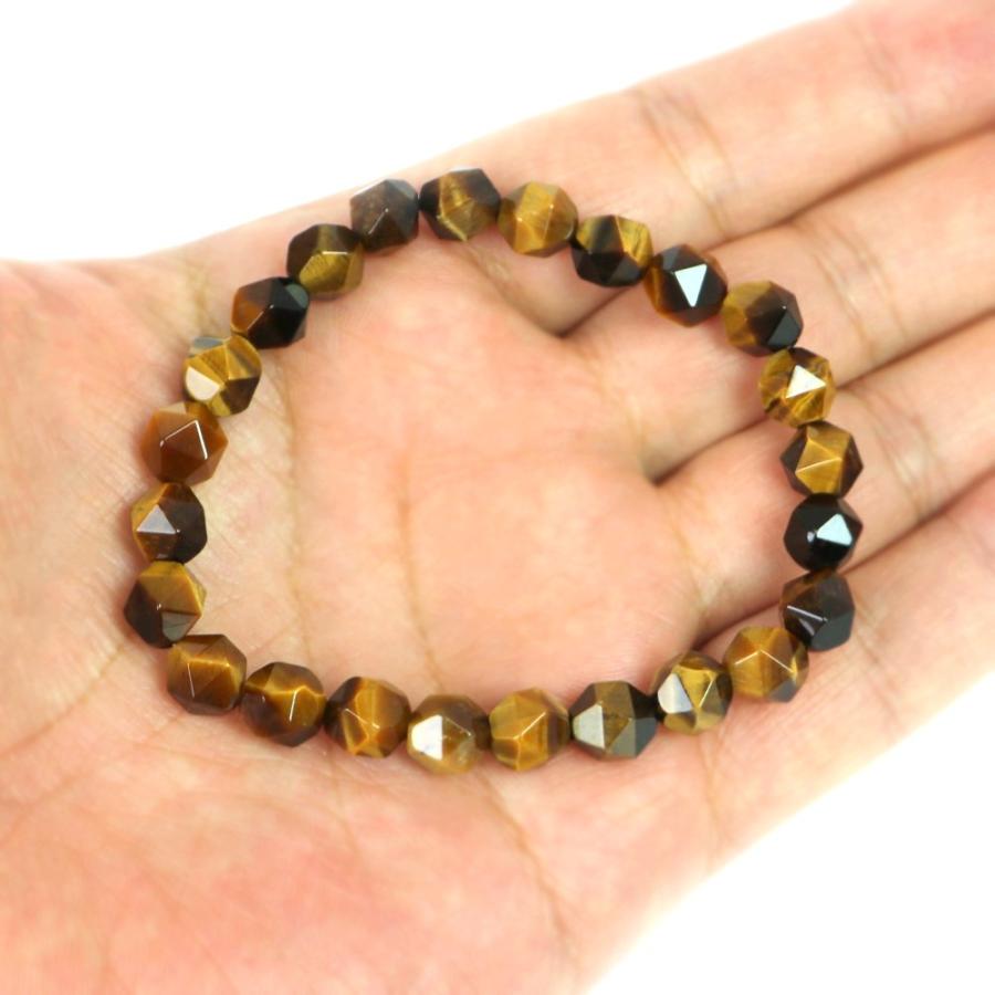 パワーストーン 天然石 ブレスレット タイガーアイ ダイヤカット 8mm 数珠 念珠 Bracelet お試し価格 |  | 04