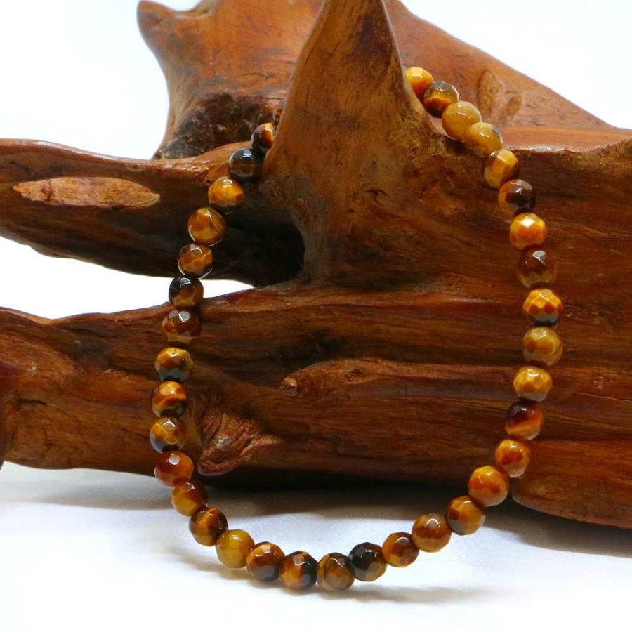 パワーストーン 天然石 ブレスレット タイガーアイ カット 4mm 数珠 念珠 Bracelet お試し価格 |  | 03