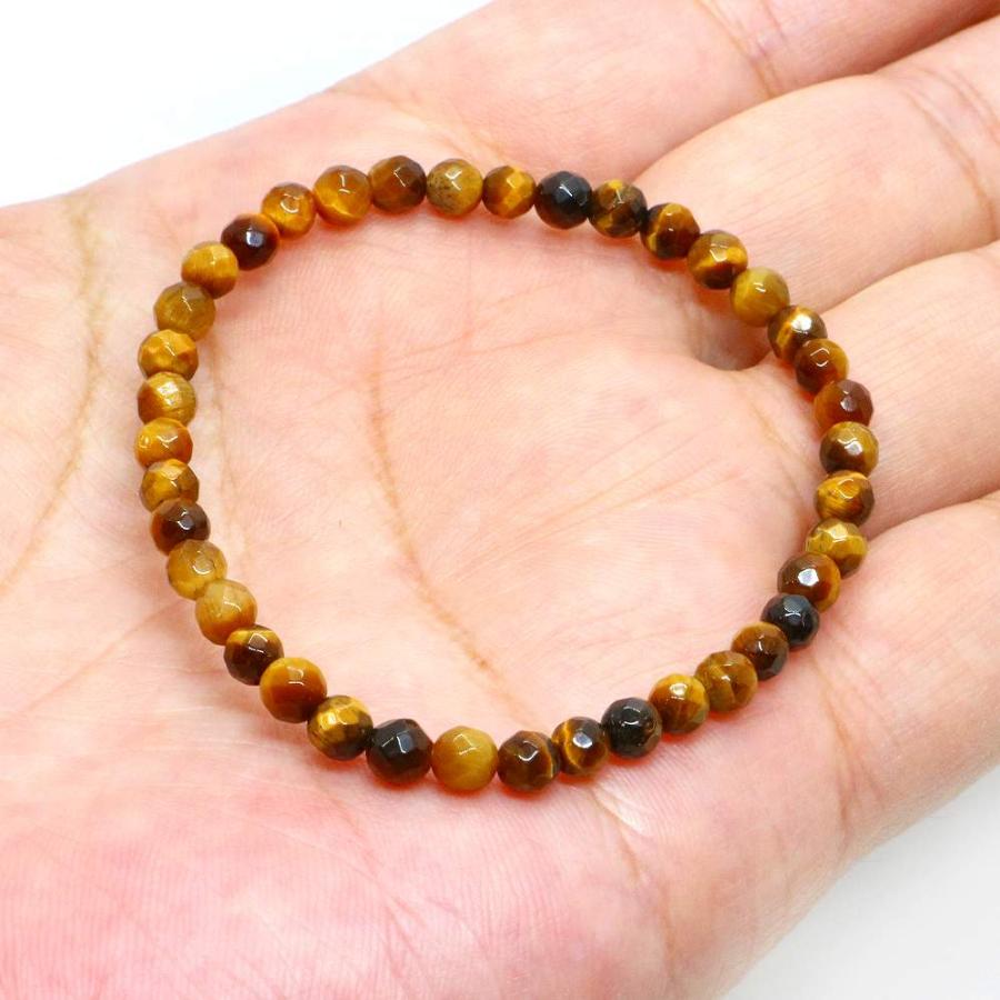 パワーストーン 天然石 ブレスレット タイガーアイ カット 4mm 数珠 念珠 Bracelet お試し価格 |  | 04