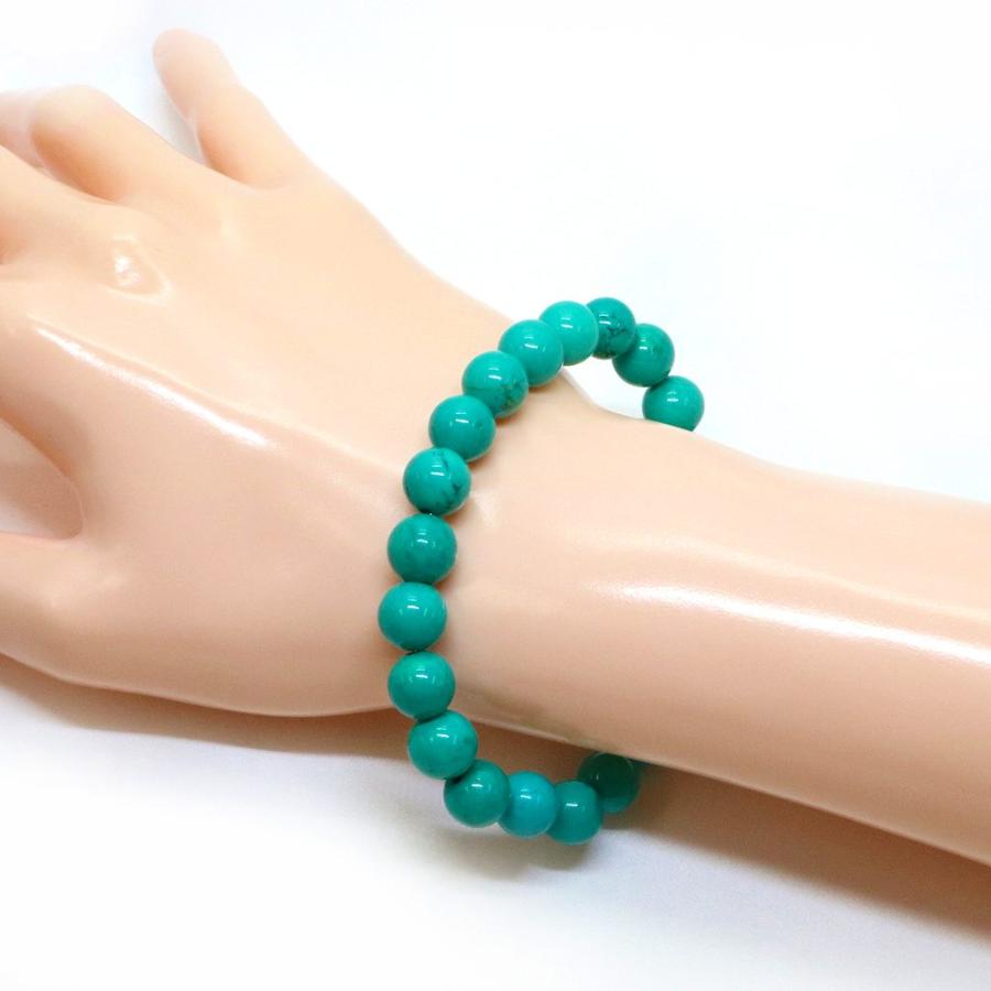 パワーストーン 天然石 ブレスレット ターコイズ トルコ石 丸玉 8mm 数珠 念珠 Bracelet お試し価格 |  | 02