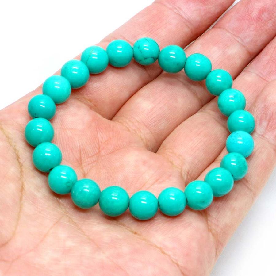 パワーストーン 天然石 ブレスレット ターコイズ トルコ石 丸玉 8mm 数珠 念珠 Bracelet お試し価格 |  | 04