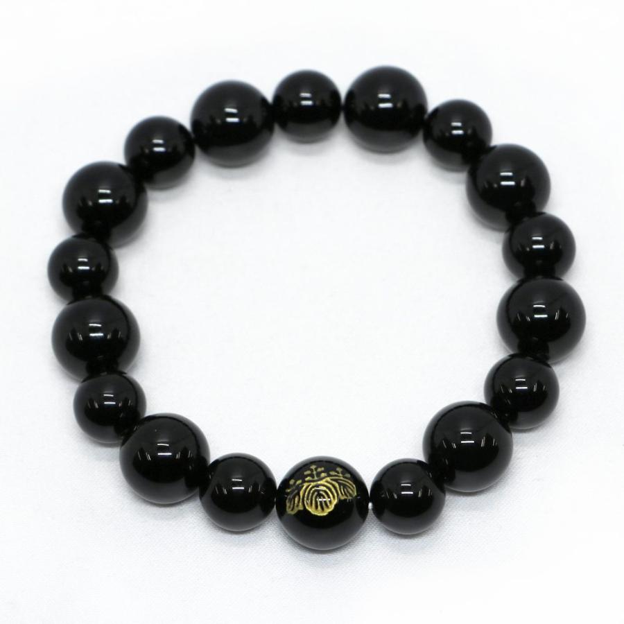 家紋 ブレスレット 12mm オニキス 天然石・パワーストーン・Bracelet |  | 01