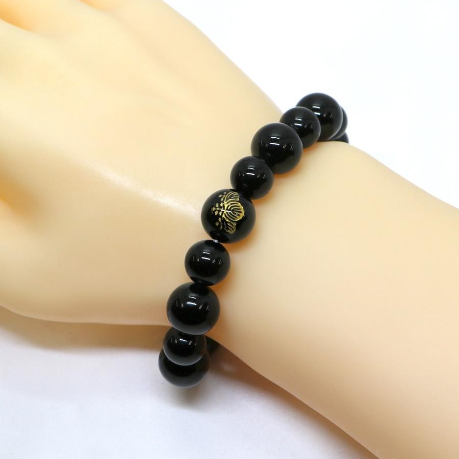家紋 ブレスレット 12mm オニキス 天然石・パワーストーン・Bracelet |  | 03