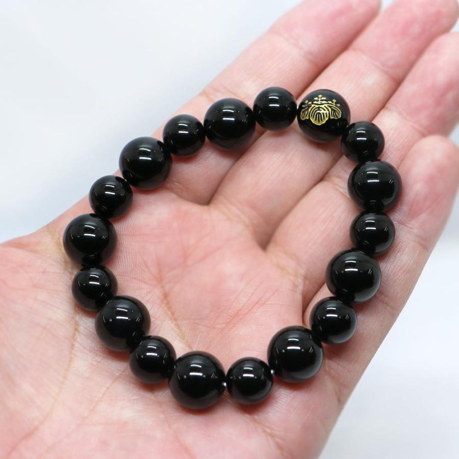 家紋 ブレスレット 12mm オニキス 天然石・パワーストーン・Bracelet |  | 04