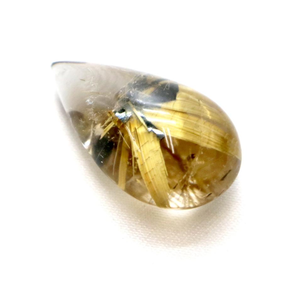 タイチンルチルクォーツ ティアドロップ24mm 21.33ct ルチルレイテッド Taichin 金紅石 ルース 裸石 マクラメ パワーストーン 天然石の画像
