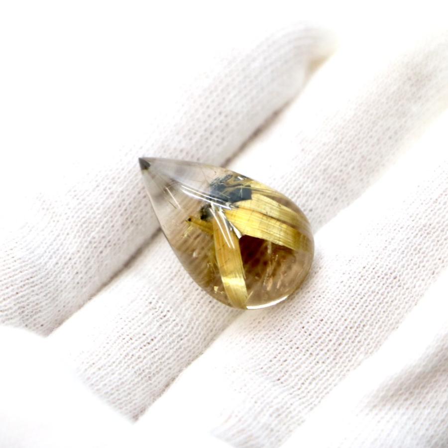 タイチンルチルクォーツ ティアドロップ24mm 21.33ct ルチルレイテッド Taichin 金紅石 ルース 裸石 マクラメ パワーストーン 天然石の画像