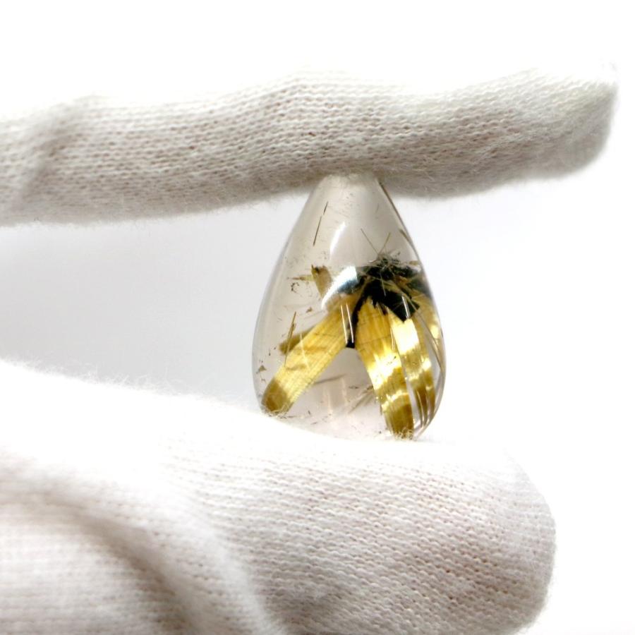 タイチンルチルクォーツ ティアドロップ24mm 21.33ct ルチルレイテッド Taichin 金紅石 ルース 裸石 マクラメ パワーストーン 天然石の画像