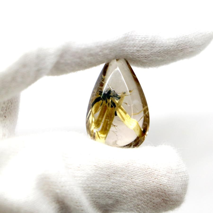 タイチンルチルクォーツ ティアドロップ24mm 21.33ct ルチルレイテッド Taichin 金紅石 ルース 裸石 マクラメ パワーストーン 天然石の画像