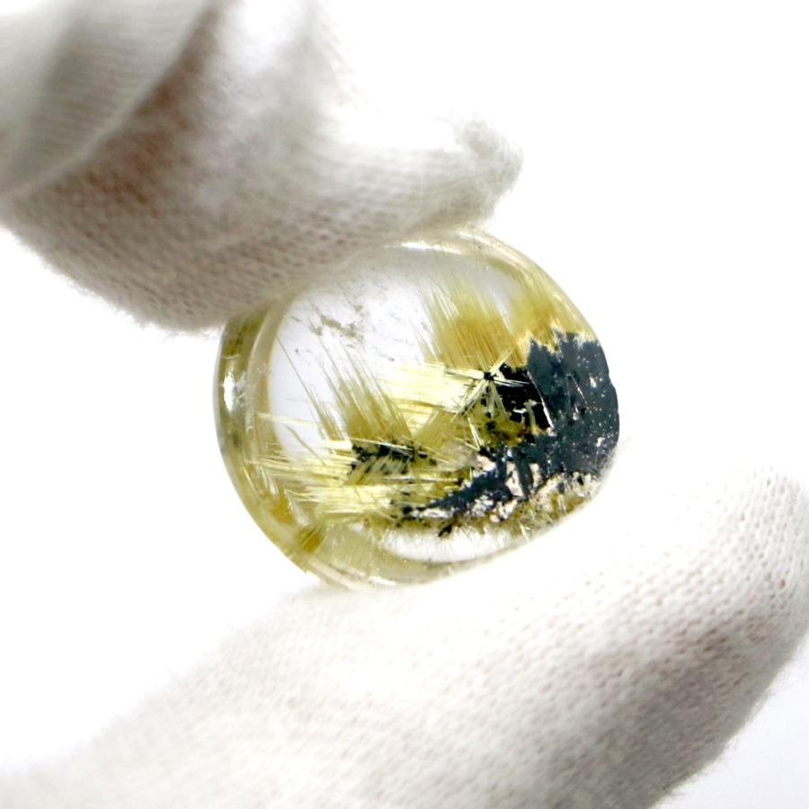 タイチンルチルクォーツ カボション17mm 14.18ct ルチルレイテッド Taichin 金紅石 ルース 裸石 マクラメ パワーストーン 天然石の画像