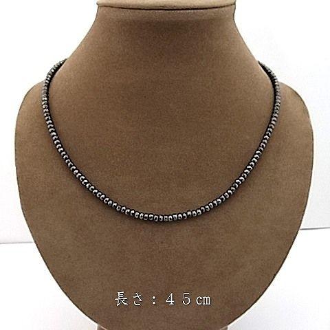 パワーストーン 天然石 ネックレス レディース へマタイト 3×4ｍｍ ボタンカット フルストーン |  | 02