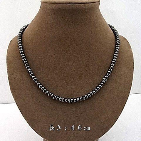 パワーストーン 天然石 ネックレス レディース へマタイト 4×6ｍｍ ボタンカット フルストーン |  | 02