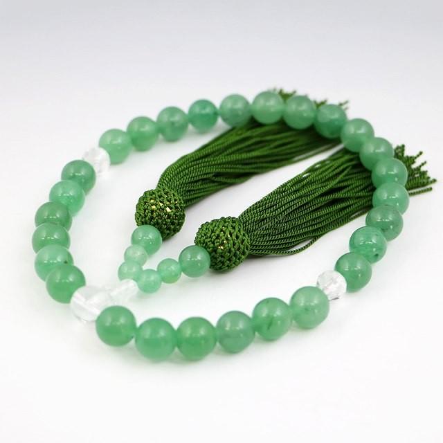 数珠 念珠 じゅず 男女兼用 天然石 インド翡翠 アベンチュリン