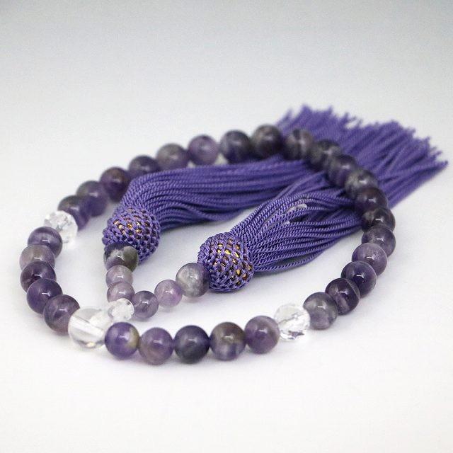 数珠 女性用 絶妙なデザイン 紫水晶 50%OFF シェブロンアメジストの数珠