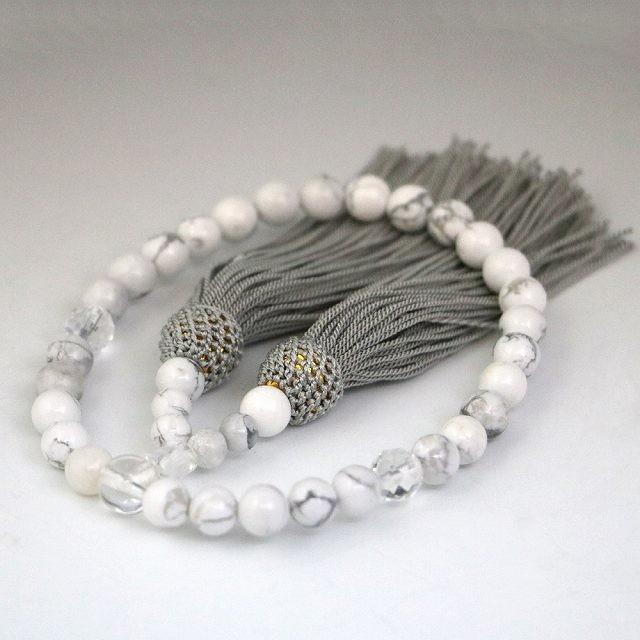 数珠 念珠 じゅず 女性用 出産祝い 天然石 ハウ石の数珠 ホワイトハウライト 正規品送料無料