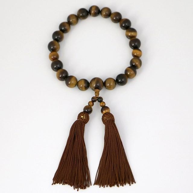 新品！タイガーアイ大玉念珠 タイガーアイ大玉約16mm前後数珠ブレスレット人気天然石虎目石