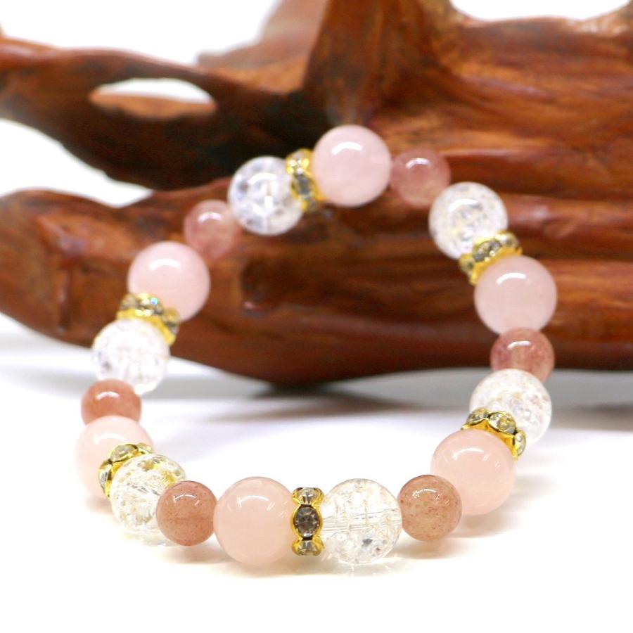 パワーストーン ブレスレット ローズクォーツ＆クラッシュクリスタルの