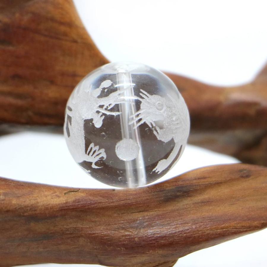 龍＆虎の彫刻入り水晶 14ｍｍ 天然石・パワーストーン |  | 03