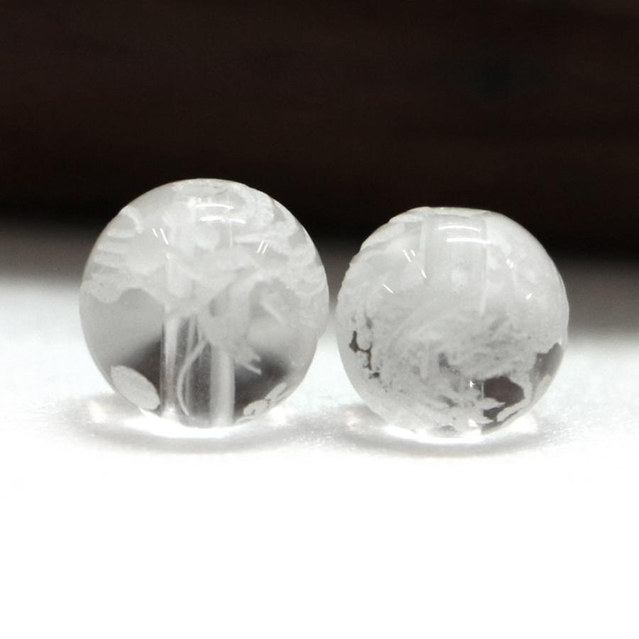 手彫り 四神水晶 14mm 風水・青龍・白虎・朱雀・玄武 天然石