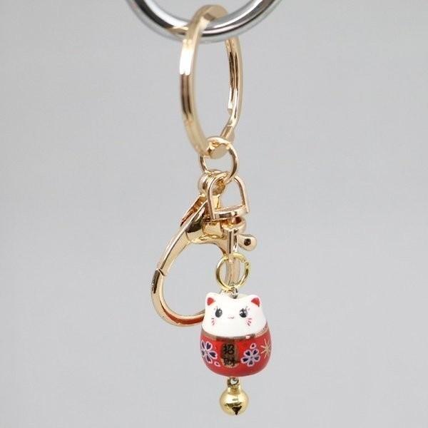 招き猫 キーホルダー お守り ストラップ 鈴 キーリング 陶器 |  | 01