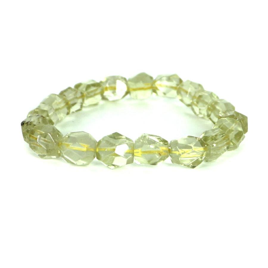 リビアングラス カット ハイクオリティー １点もの ブレスレット 数珠 パワーストーン 天然石 アクセサリー ハンドメイド | 