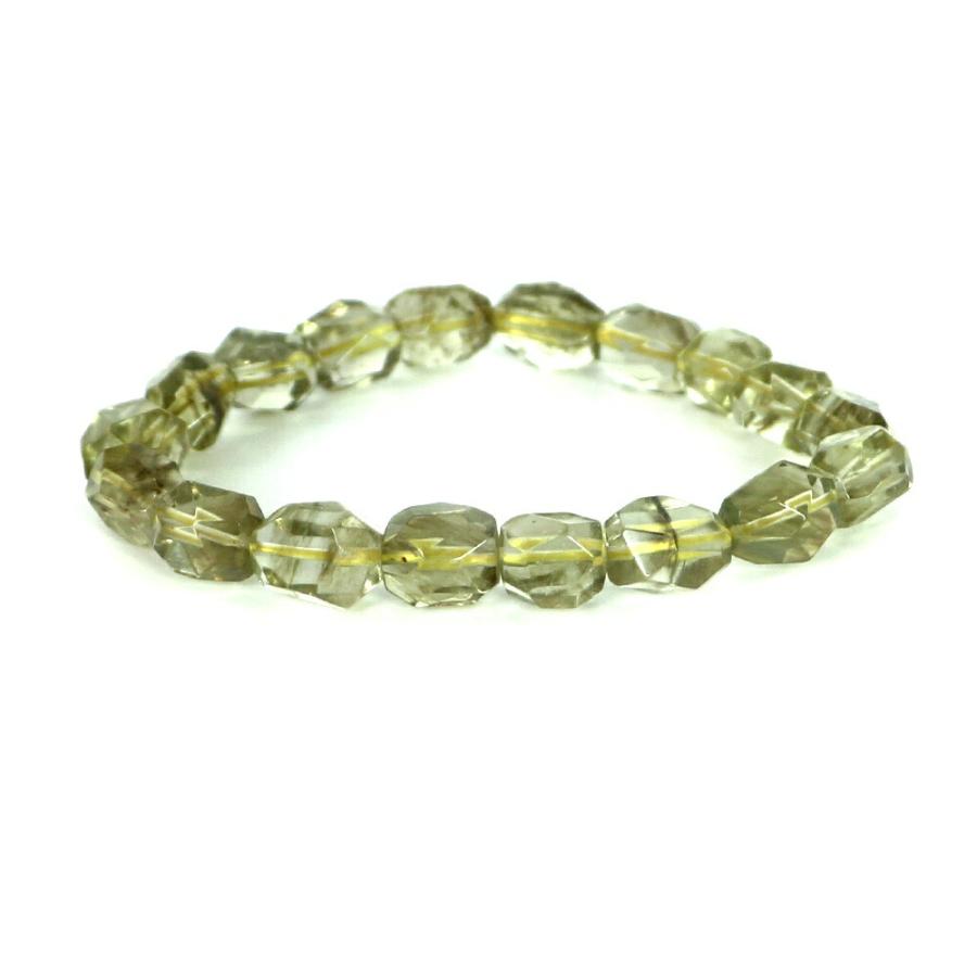 リビアングラス カット ハイクオリティー １点もの ブレスレット 数珠 パワーストーン 天然石 アクセサリー ハンドメイド | 