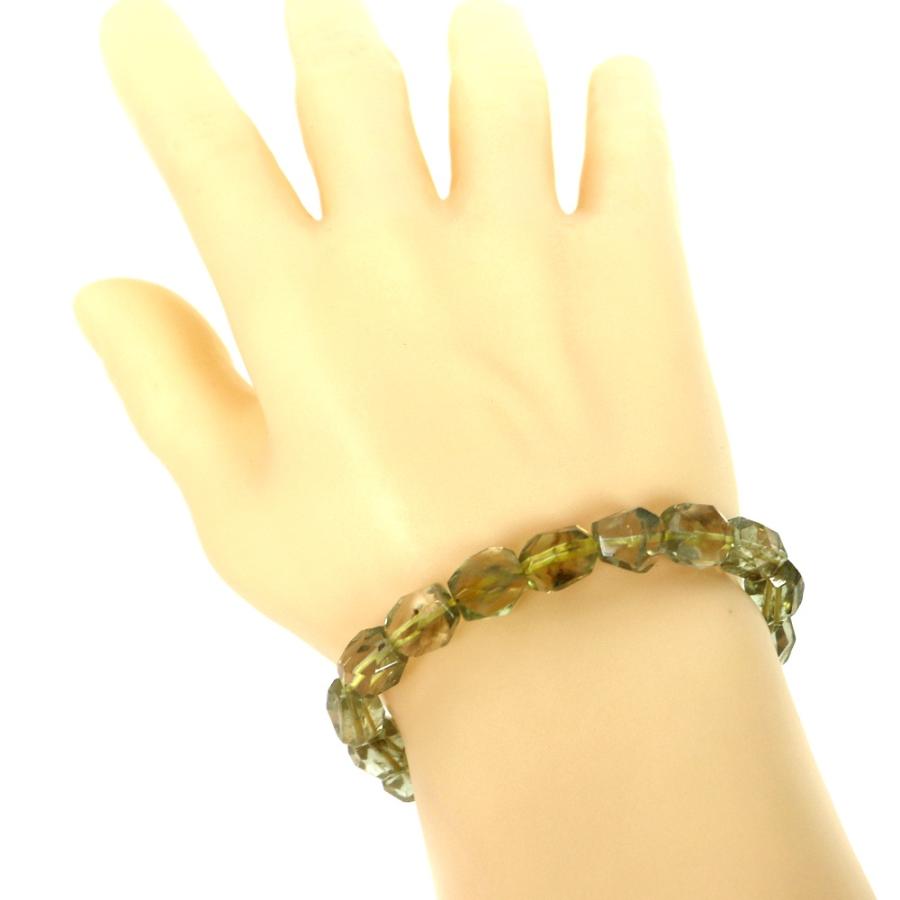 リビアングラス カット ハイクオリティー １点もの ブレスレット 数珠 パワーストーン 天然石 アクセサリー ハンドメイド |  | 03