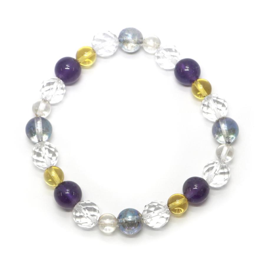 コンビブレスレット ゴールデンオーラ アメジスト 水晶 パワーストーン Bracelet 天然石 |  | 01