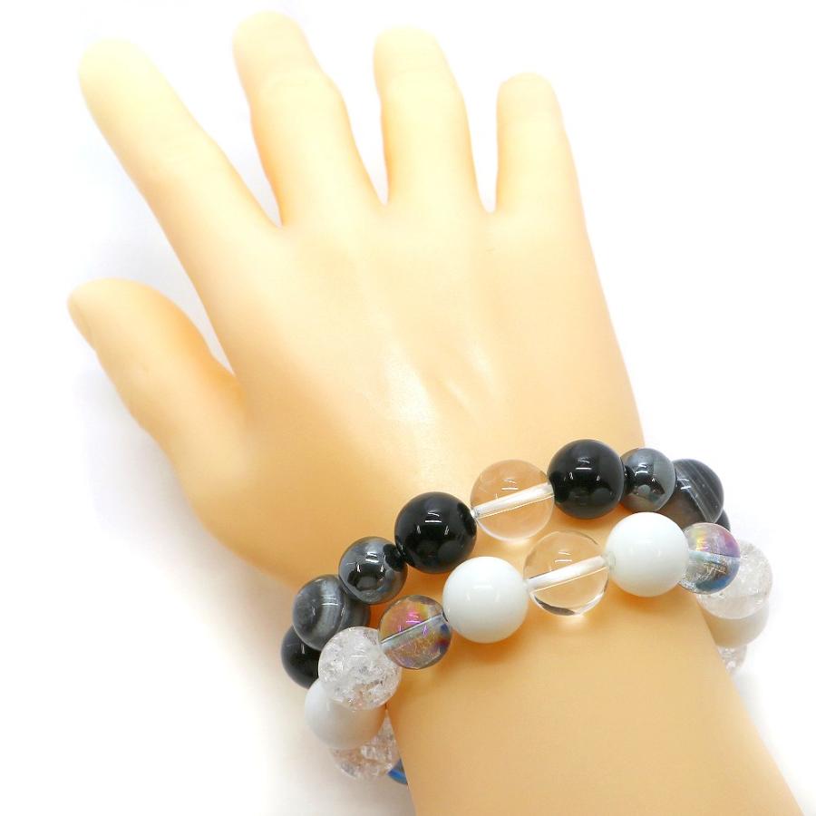 14mm大玉ブレスレット ブラックオニキス ホワイトオニキス