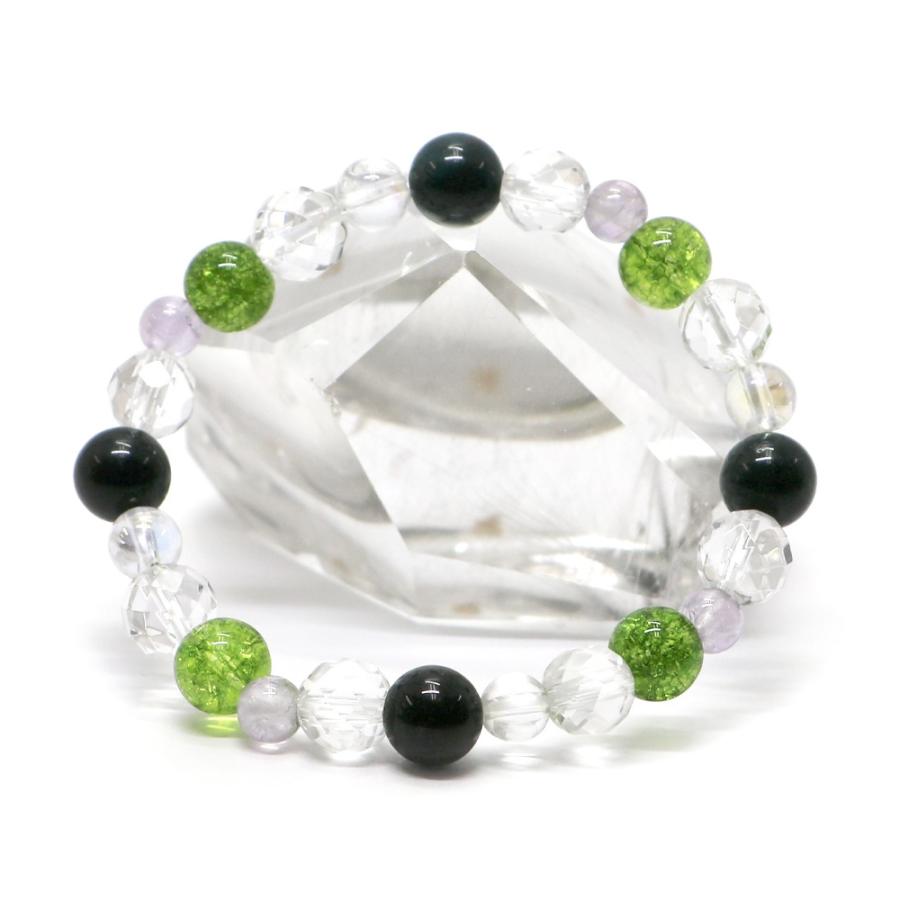 コンビブレスレット アクアオーラクリスタル ブラッドストーン パワーストーン Bracelet 天然石 | 