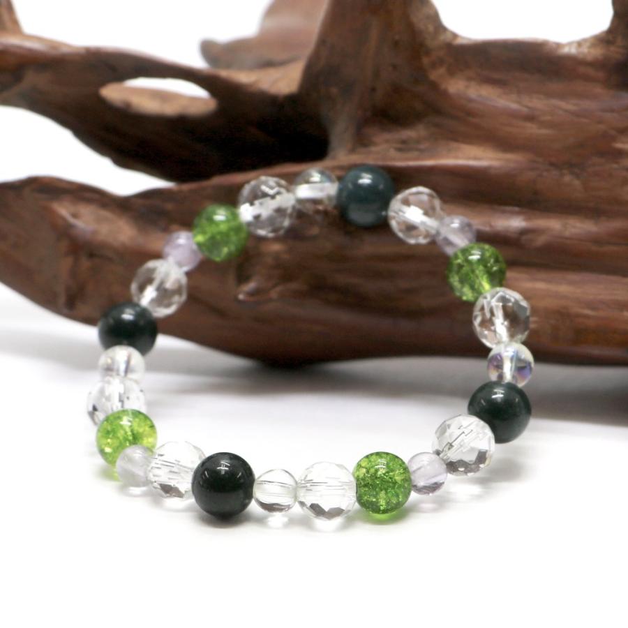 コンビブレスレット アクアオーラクリスタル ブラッドストーン パワーストーン Bracelet 天然石 |  | 02