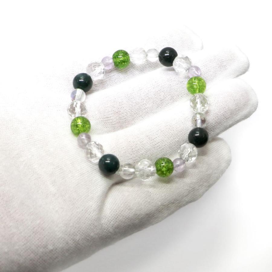 コンビブレスレット アクアオーラクリスタル ブラッドストーン パワーストーン Bracelet 天然石 |  | 04