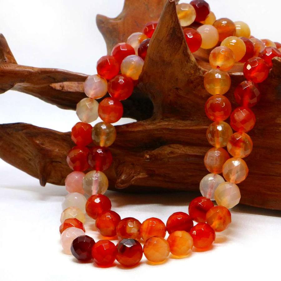 パワーストーン 天然石 ビーズ カーネリアン カット 8mm 1連販売 |  | 02