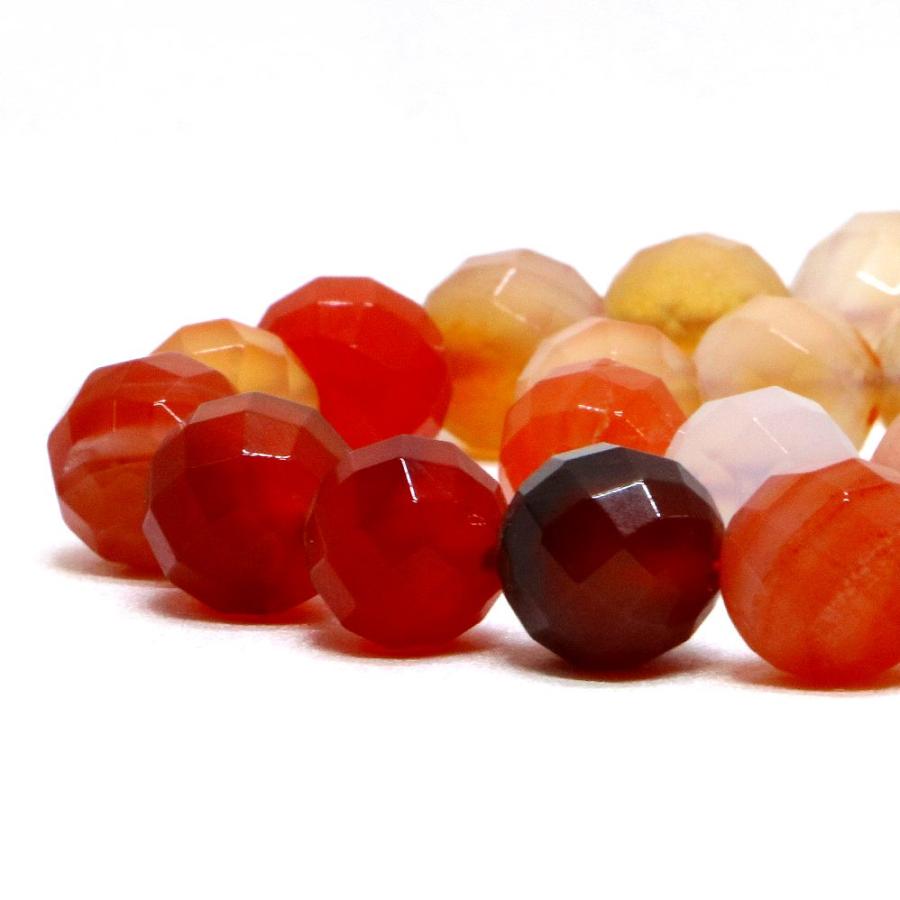 パワーストーン 天然石 ビーズ カーネリアン カット 10mm 1連販売 | 