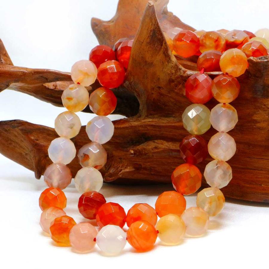 パワーストーン 天然石 ビーズ カーネリアン カット 10mm 1連販売 |  | 02