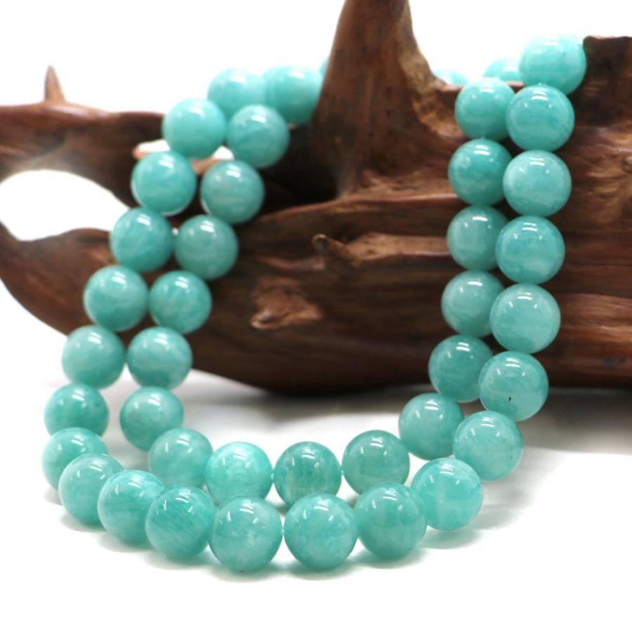 パワーストーン 天然石 ビーズ アマゾナイトAA（ロシア産） 丸玉 10mm 1連販売 |  | 02