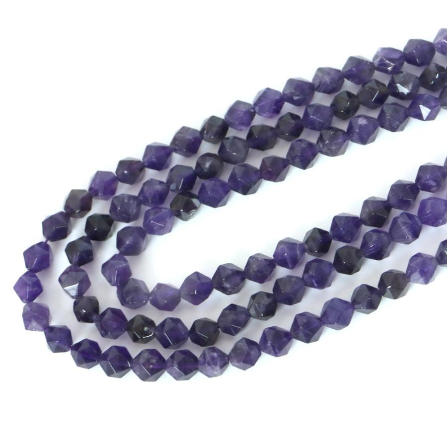 パワーストーン 天然石 ビーズ アメジスト ダイヤカット 8mm 1連販売